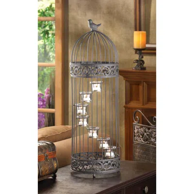 Actifo Birdcage Staircase Candle Stand In Gray