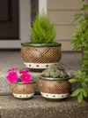 Actifo Ceramic Diamond Pattern Planter Set - Green