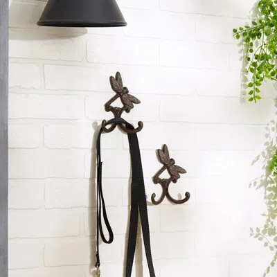 Actifo Dragonfly Wall Hooks Set Of 2 - Dark Brown