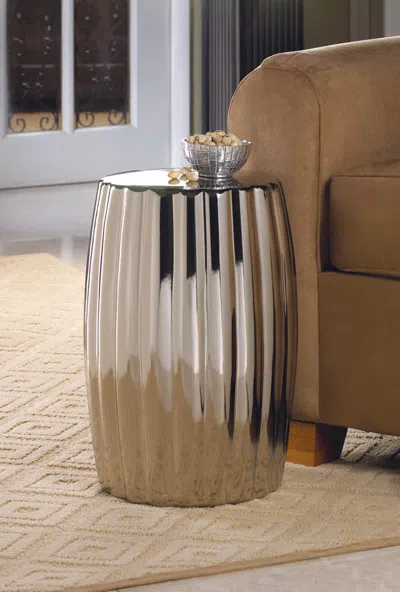 Actifo Dramatic Silver Ceramic Stool Or Side Table - Silver In Gold
