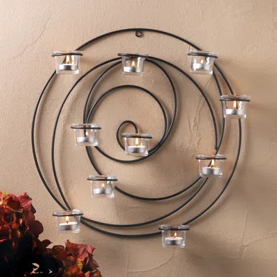 Actifo Endless Circles Iron Candle Wall Sconce - Black