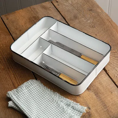 Actifo Farmhouse Cutlery Tray In White
