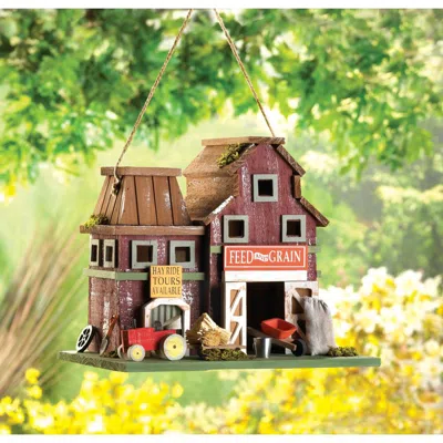 Actifo Feed And Grain Farmhouse Bird House - Multicolor In Brown