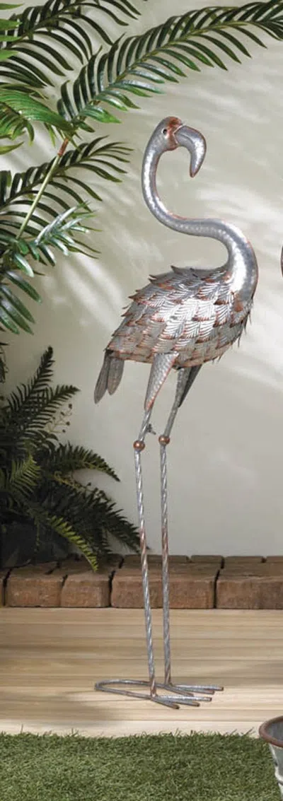Actifo Flamingo Garden Decor - Silver In Gray