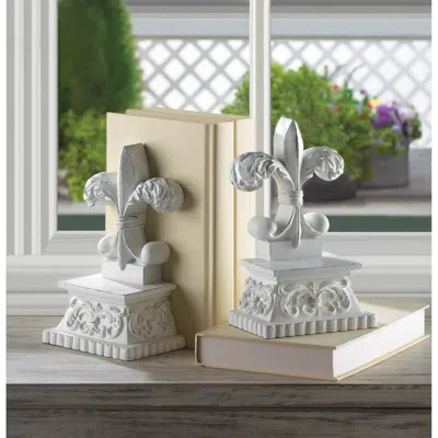 Actifo Fleur-de-lis Bookends Set - White