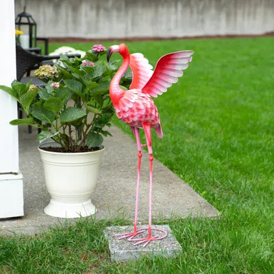 Actifo Flying Flamingo Garden Decor Head Up 27.5" - Pink In Red