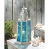 Actifo Glass Lighthouse Candle Lantern - Blue
