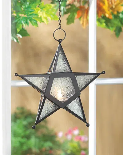 Actifo Glass Star Hanging Candle Lantern In Multi