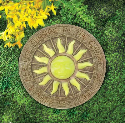 Actifo Glow-in-the-dark Sun Stepping Stone - Light/pastel Green In Brown