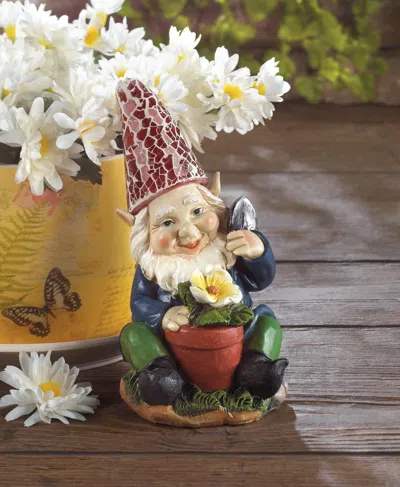 Actifo Gnome With Flower Solar Garden Statue - Multicolor