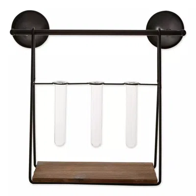 Actifo Industrial Look Wall-shelf With Test Tube Vases - Black