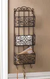 Actifo Iron Triple Wall Rack With Hooks - Black