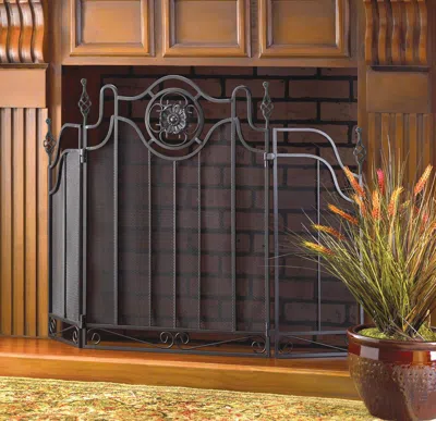 Actifo Italian Style Fireplace Screen - Black