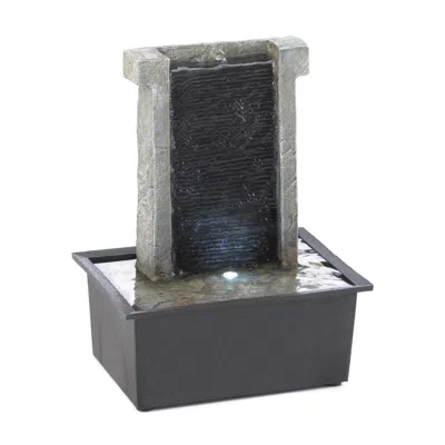 Actifo Lighted Stone Wall Tabletop Water Fountain - Black In Gray