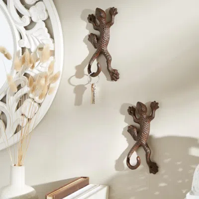 Actifo Lizard Wall Hooks Set Of 2 - Dark Brown
