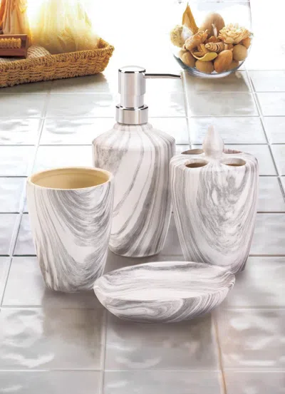 Actifo Marble Porcelain Bath Accessory Set - Grey In Gray