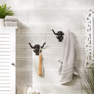 Actifo Monkey Wall Hooks Set Of 2 - Dark Brown