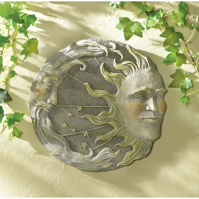 Actifo Moon And Sun Wall Or Garden Plaque - Multicolor In Gray