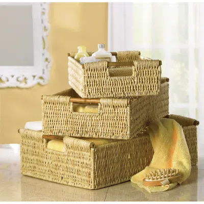 Actifo Nesting Corn Husk Basket Set - Brown