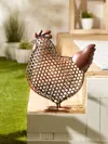 Actifo Open Geometric Frame Metal Chicken Sculpture - Brown