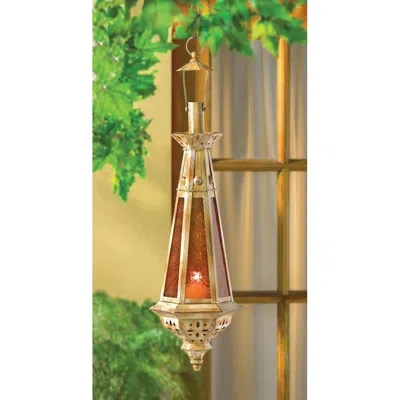 Actifo Pendant Antique-finish Candle Lantern - Gold