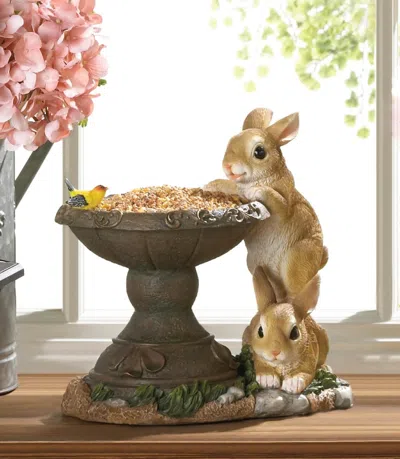 Actifo Playful Bunnies Bird Feeder - Multicolor In Brown