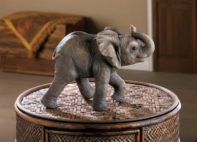 Actifo Realistic Happy Elephant Figurine - Multicolor In Gray