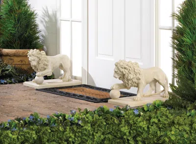 Actifo Regal Lion Garden Statue Set - White