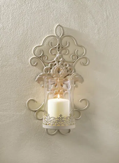 Actifo Scrolled Iron Wall Sconce - Ivory In Brown