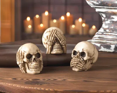 Actifo See, Hear, Speak No Evil Skull Set - White In Neutral