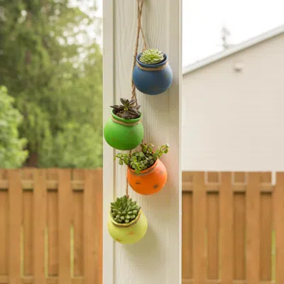 Actifo Southwestern Dangling Pots Decor - Multicolor