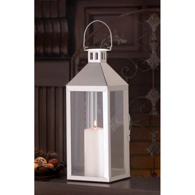 Actifo Stainless Steel Notches Lantern 15" - White In Gray