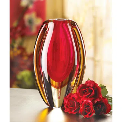 Actifo Sunfire Glass Vase - Red And Gold