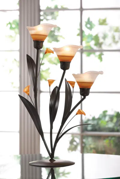 Actifo Three-blossom Amber Lily Candle Holder - Black