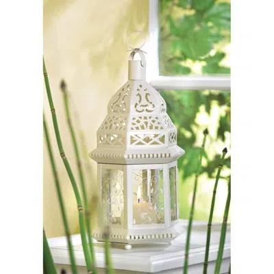 Actifo Vine Patterned Glass Garden Lantern 12.5" - White