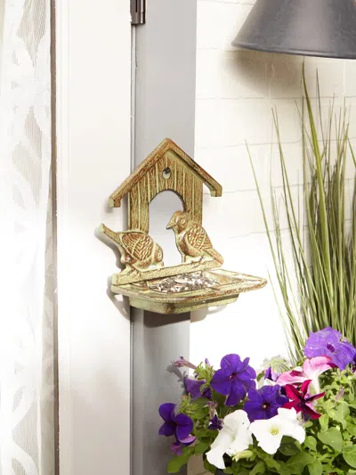 Actifo Wall-mounted House Design Cast Iron Bird Feeder - Multicolor In Brown