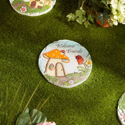 Actifo Welcome Friends Cement Stepping Stone - Multicolor