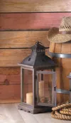 Actifo Wood Frame Candle Lantern - Brown