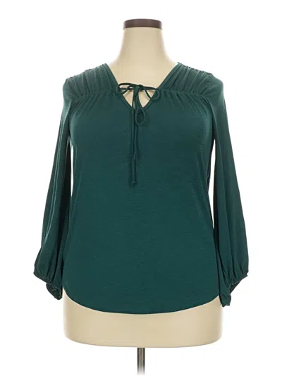 Pre-owned Acting Pro 3/4 Sleeve Blouse In Blue