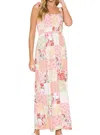 Acting Pro Annette Color-block Empire Maxi Dress In Coral In Pink