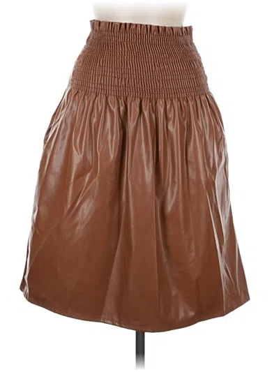 Pre-owned Acting Pro Faux Leather Skirt In Brown