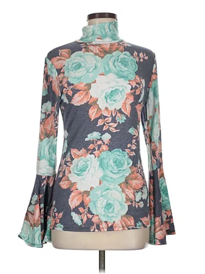 Pre-owned Acting Pro Long Sleeve Blouse In Teal
