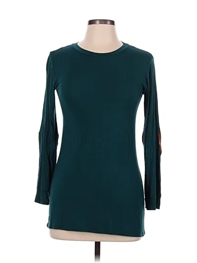 Pre-owned Acting Pro Long Sleeve Top Teal Keyhole Neckline Tops