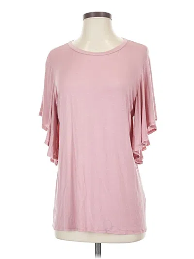 Pre-owned Acting Pro Short Sleeve Top Pink Solid Pattern Boatneck Tops