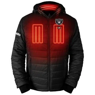 Pre-owned Actionheat Las Vegas Raiders 5v Men's Puffer Battery Heated Jacket In Black