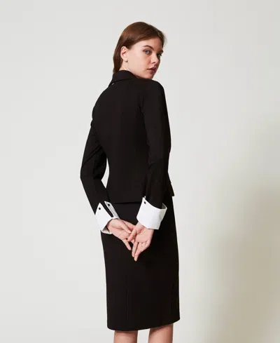 Actitude By Twinset Blazer Avec Broche Florale In Black
