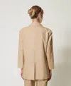 Actitude By Twinset Blazer Croisé En Popeline In Neutral