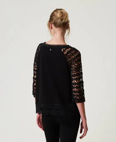 Actitude By Twinset Blouse Avec Manches En Dentelle Macramé