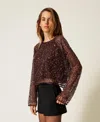 Actitude By Twinset Blouse En Tulle Avec Sequins In Multi