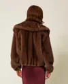 Actitude By Twinset Blouson Court En Fausse Fourrure In Brown